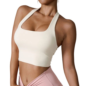 Halter sports push up bra in multiple colors with lace edge and backless straps