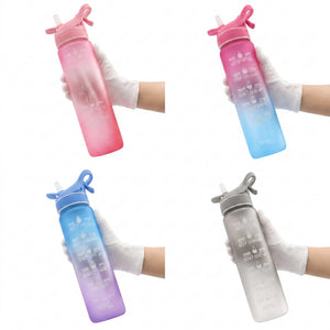SPORTS WATER BOTTLE WITH STRAW AND TIME MARKER 1000ML