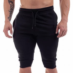 Men's cotton fitness sports shorts in red, black, and gray colors
