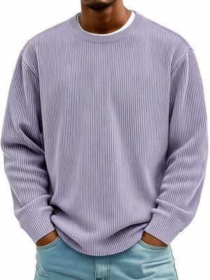 Men's casual long-sleeve crew-neck corduroy sweatshirt in various colors