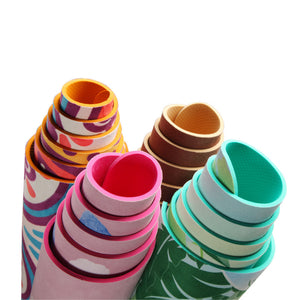 Digital printing suede TPE yoga mat in blue color with non-slip surface