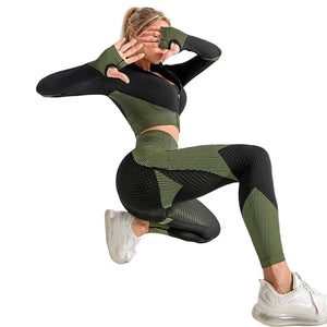 3-piece seamless women's yoga and gym set in various colors