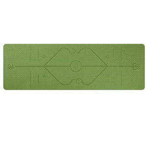 Non slip TPE yoga mat with position lines in various colors