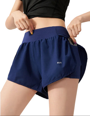 Breathable loose casual women's shorts in black, far empty blue, and light gray colors