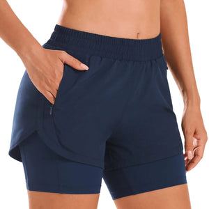 Women breathable loose non-see-through yoga shorts in various colors