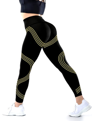 Womens high waist yoga leggings in various colors and patterns