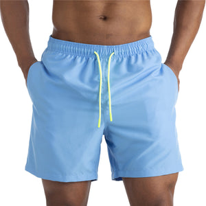 Men's cotton mid-waist beach shorts in assorted solid colors
