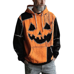 3D-printed men's gaming hoodie with striped pattern and patch pockets