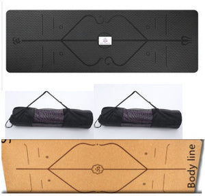 Non slip TPE yoga mat with position lines in various colors