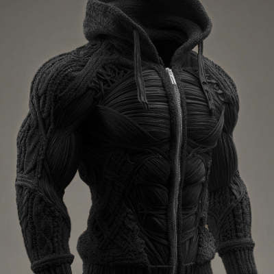 HEREN HOODIE MET LANGE MOUWEN, RITS EN DIGITALE PRINT