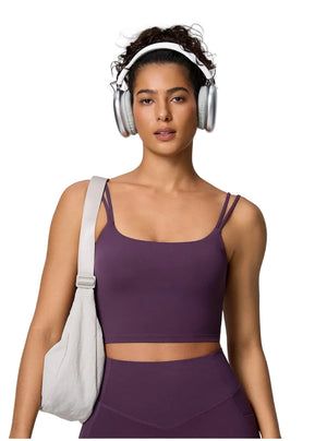 Sling yoga top with open back and shockproof sports bra design