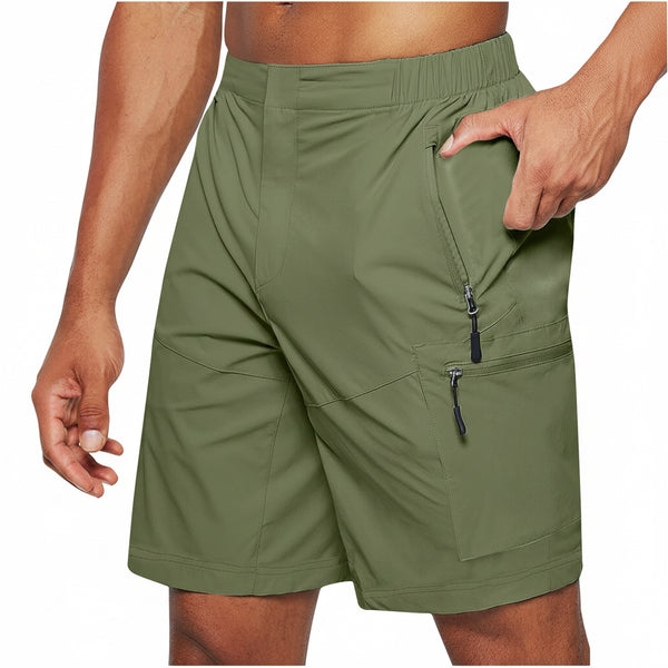 MEN'S CASUAL ELASTIC WAIST SUMMER SHORTS KNEE-LENGTH STRAIGHT LEG