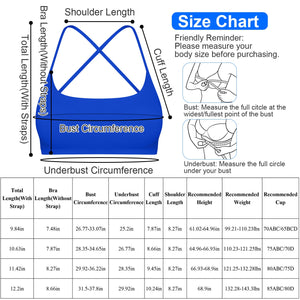 Women's cross back padded sports bra with removable pads in multiple colors