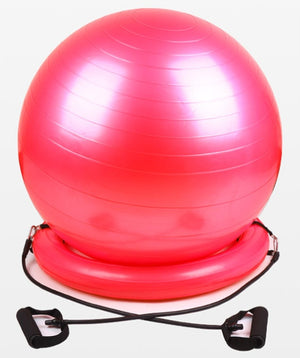 Explosion-proof yoga ball with fixed base and lifting handles