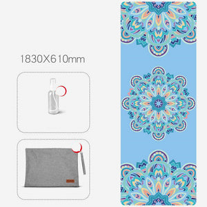 Folding anti-slip yoga mat with natural rubber base and suede surface