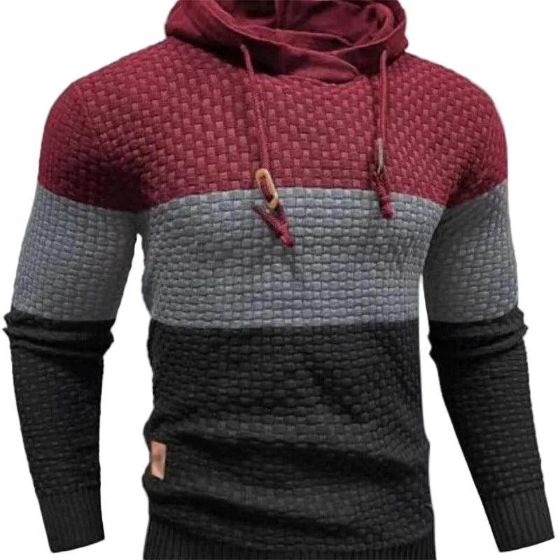 Jacquard hooded sweatshirt with long sleeves in various colors