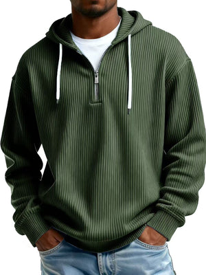 Men's long-sleeve hooded corduroy sweatshirt in various colors
