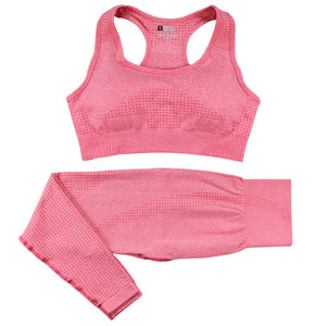 Seamless women's high waist yoga set with crop top in multiple colors