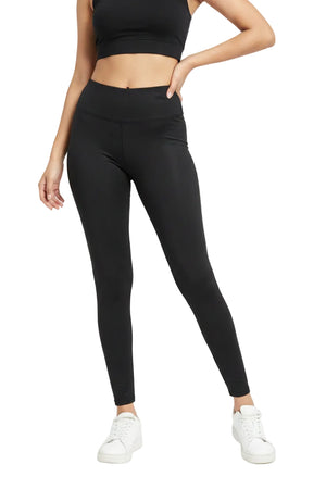 Black high waist cropped sports leggings with hip-lifting design