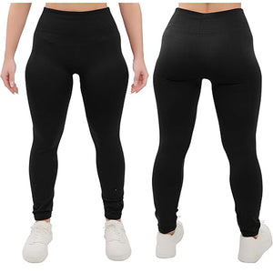 Womens black high waisted fleece lined yoga leggings