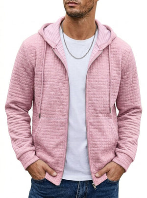 Men's zip-up hooded cardigan sweatshirt jacket in various colors with side pockets