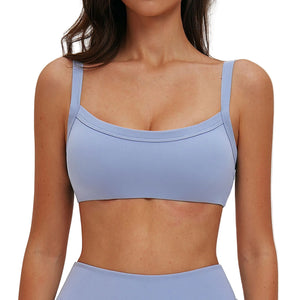 Brushed nylon yoga bra with dual straps in multiple colors