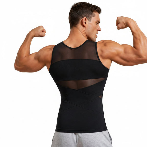 MEN'S COMPRESSION MESH TANK TOP BREATHABLE QUICK DRY GYM VEST