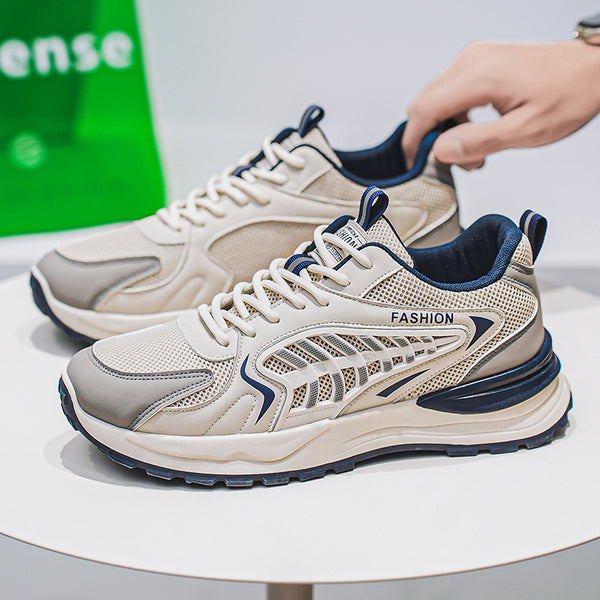 MEN'S BREATHABLE MESH SPORTS SNEAKERS WITH THICK SOLE