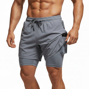 Men's quick dry athletic shorts with compression liner in multiple colors