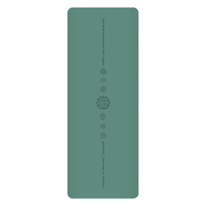 White PU leather yoga mat with natural rubber base rolled out on floor