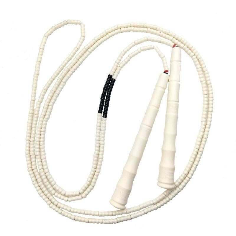 Adjustable bamboo handle skipping rope with soft beads in various colors
