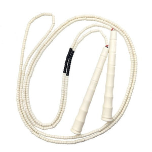 Adjustable bamboo handle skipping rope with soft beads in various colors