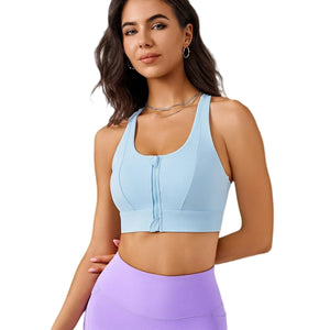 Front zipper high impact yoga sports bra in multiple colors