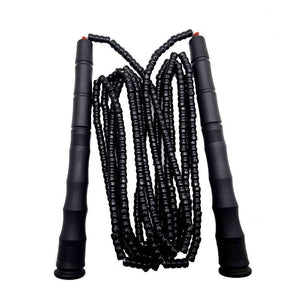 Adjustable bamboo handle skipping rope with soft beads in various colors
