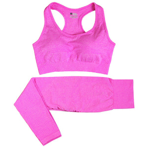 Seamless women's high waist yoga set with crop top in multiple colors