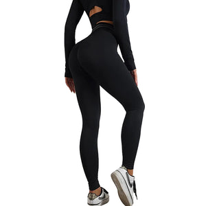 Seamless yoga pants and long sleeve workout set in various colors and styles
