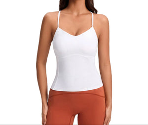 Women's brushed yoga vest with chest pad in multiple colors