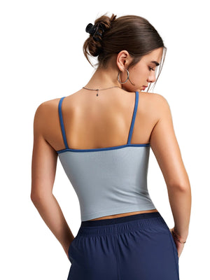 Color-block V-neck camisole with built-in padded cups in multiple colors