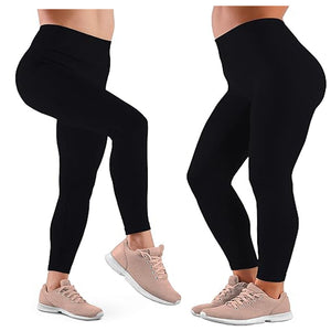 Womens black high waisted fleece lined yoga leggings