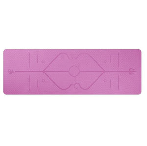 Non slip TPE yoga mat with position lines in various colors