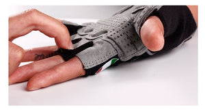 Summer half finger riding gloves in pampas storm blue color showing breathable mesh and microfiber materials