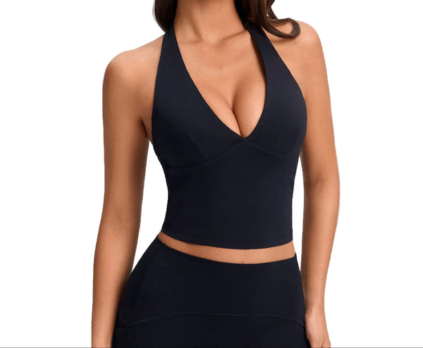 WOMEN'S HALTER VEST DEEP V-NECK BACKLESS SPORTS BRA