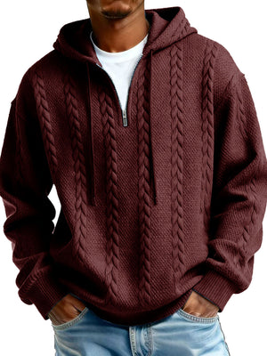 Half-zip hooded sweatshirt with long sleeves and padded patch pockets in various colors