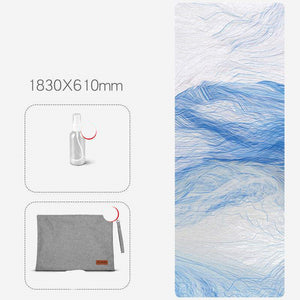 Folding anti-slip yoga mat with natural rubber base and suede surface