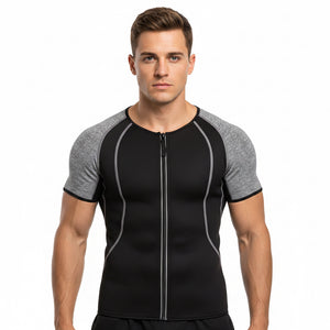 Men's grey yoga fitness sweatshirt for outdoor and gym wear