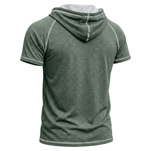 Men's sports fitness hooded short-sleeve t-shirt in various colors
