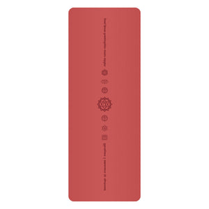 White PU leather yoga mat with natural rubber base rolled out on floor