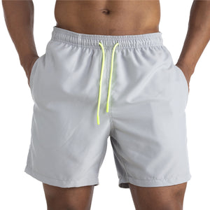 Men's cotton mid-waist beach shorts in assorted solid colors