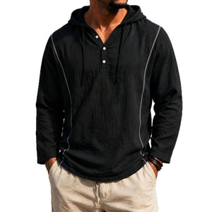 Men's casual loose-fit long-sleeve hooded sweatshirt in various colors