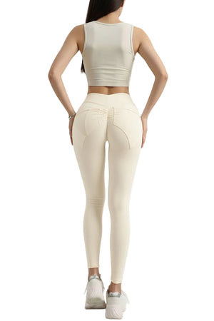 Women's high-waist hip-lift leggings with mesh panels in multiple colors
